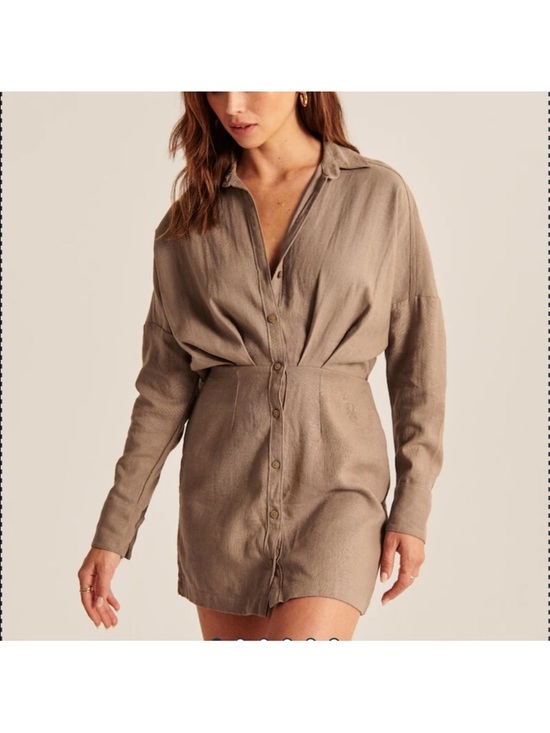 Abercrombie & Fitch Dresses & Skirts - Abercrombie & Fitch Linen Blend Mini Dress Button Down NWT Size Medium Petite